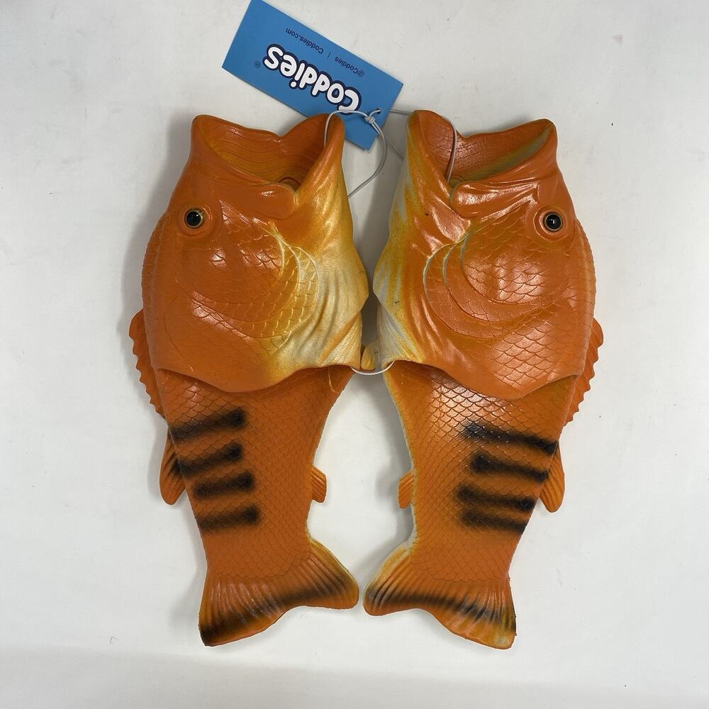 Coddies Fish Flip Flops 10-11 44/45 Original Fish Slipper Sandals Red Snapper